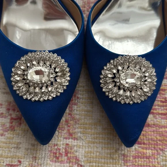 Badgley Mischka Blue Satin Heels - Picture 6 of 11